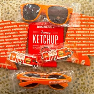 Whataburger Swag Bundle - Koozies (3), Keychains (2), Sunglasses (2)